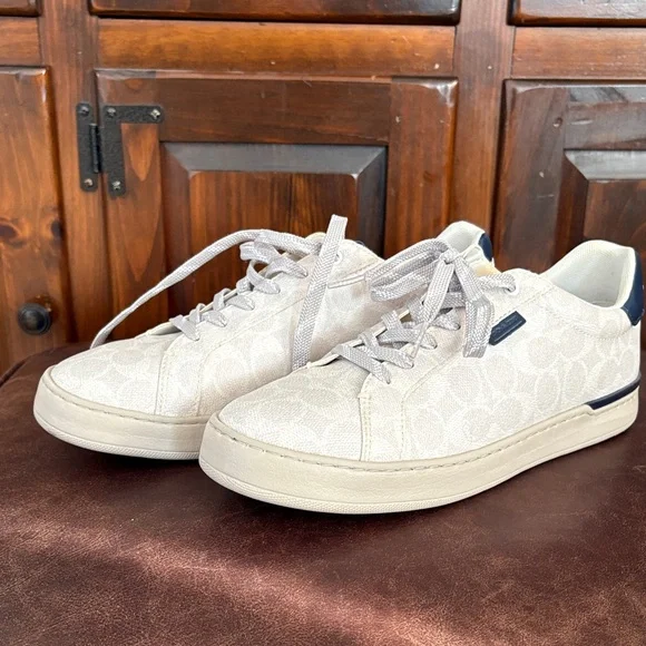 Coach Cream and Navy Sneakers - Picture 1 of 8